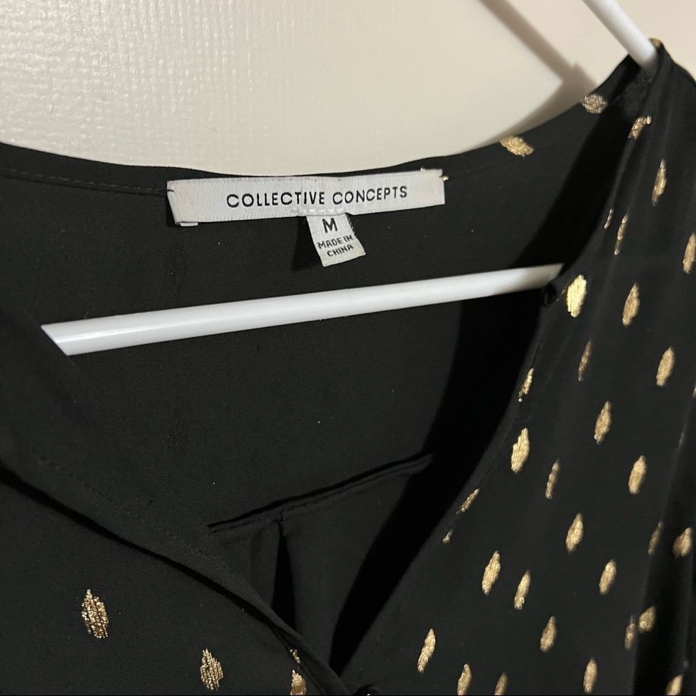 Collective Concepts Blouse with Metallic Ikat Print M - Picture 10 of 11